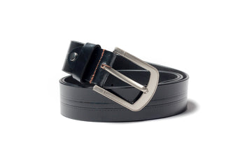 Men's Creased Dress Leather Belt Black 1